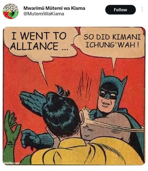 Mwarimu mutemi wa kiama mutemiwakiama follow iwent to alliance so did kimani ich