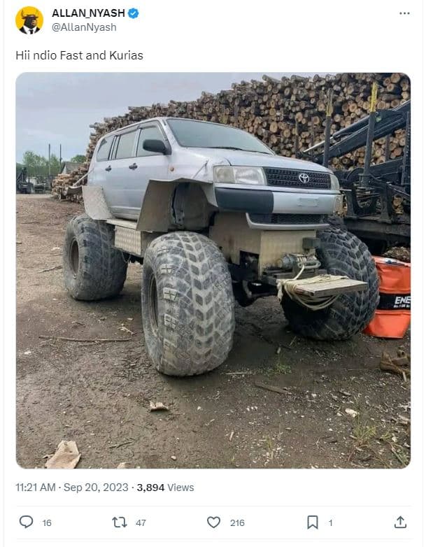 Allan_nyash allannyash hii ndio fast and kurias ene 11.21 am . sep 20, 3,894 vie