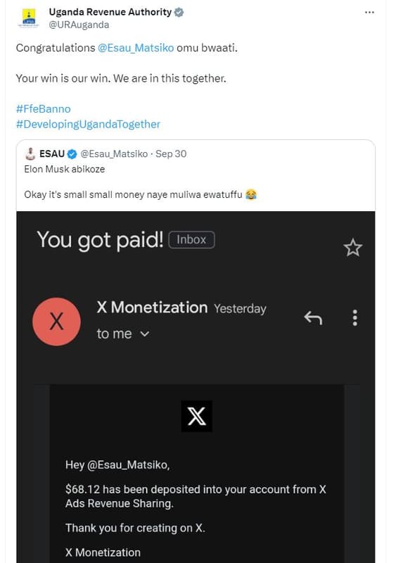 Uganda revenue authority urauganda congratulations esau_matsiko omu bwaati. your