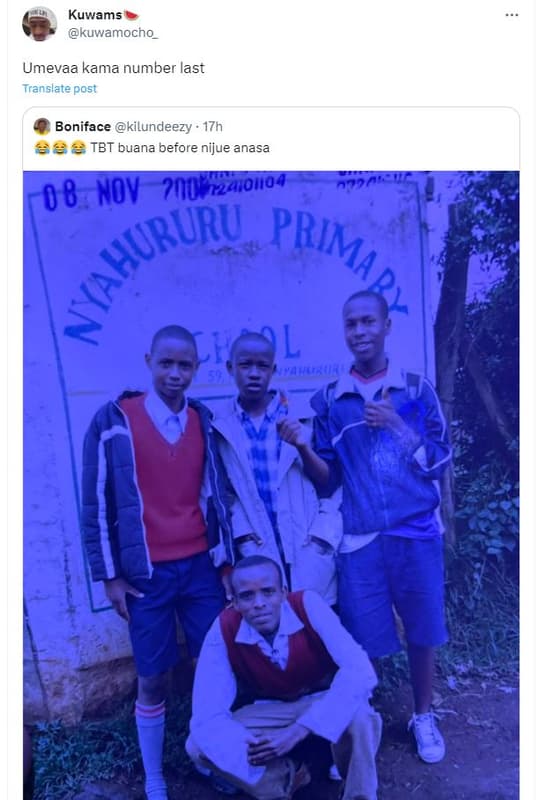 Kuwams kuwamocho umevaa kama number last translate post 2 boniface kilundeezy .