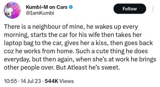 Kumbim on cars iamkumbi follow there is a neighbour of mine, he wakes up every m