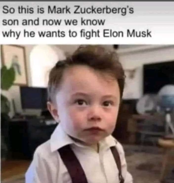 So this is mark zuckerberg's son and now we know why he wants to fight elon musk