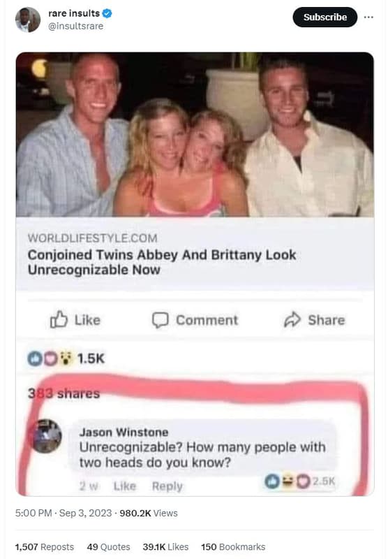 Rare insults insultsrare subscribe worldlifestyle com conjoined twins abbey and