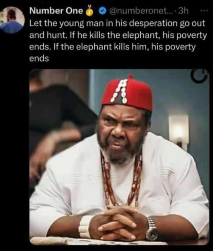 Number one numberonet.. 3h let the young man in his desperation go out and hunt.