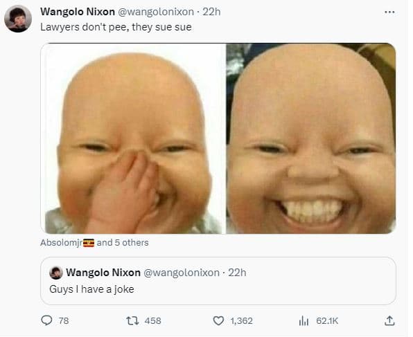 Wangolo nixon wangolonixon 22h lawyers don't pee, they sue sue absolomjr and 5 o