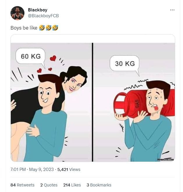 Blackboy blackboyfcb boys be like 4 60 kg 30 kg 7.01 pm may 9, 5,421 views 84 re