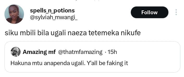 Spells_n_potions sylviah_mwangi_ follow siku mbili bila ugali naeza tetemeka nik