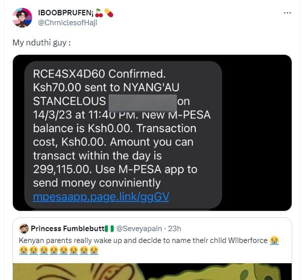 Iboobprufen chrniclesofhaji my nduthi guy rceasx4dgo confirmed ksh70.0o sent to