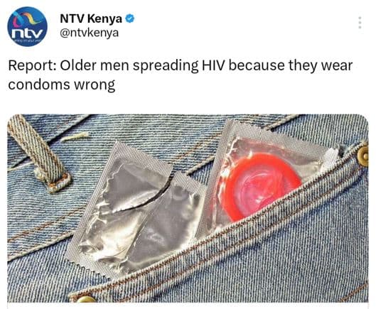 Ntv kenya ntv ntvkenya report older men spreading hiv because they wear condoms