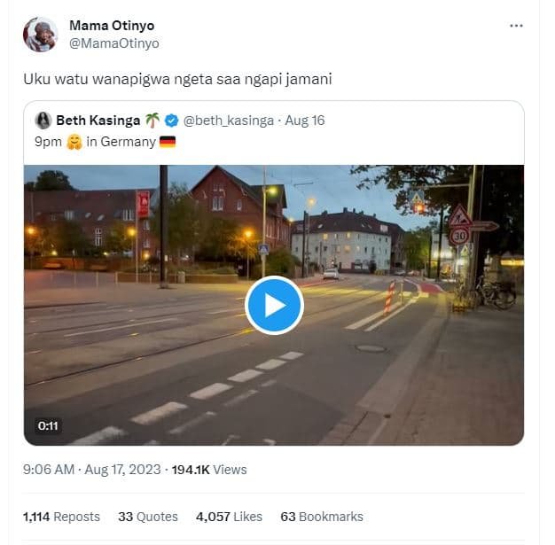 Mama otinyo mamaotinyo uku watu wanapigwa ngeta saa ngapi jamani beth kasinga 9p