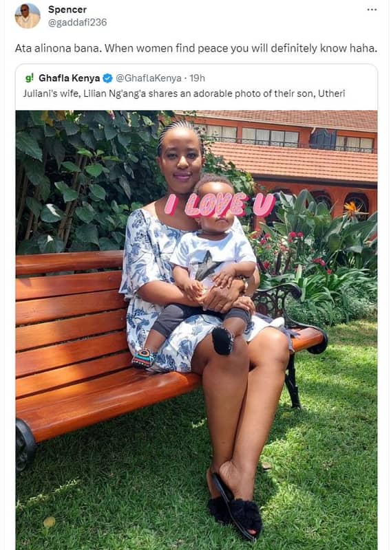 Spencer gaddafi236 ata alinona bana. when women find peace you will definitely k