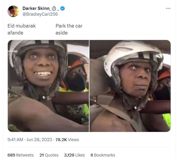 Darker skinn_ bradleycarl256 eid mubarak afande park the car aside 9.41 am jun 2