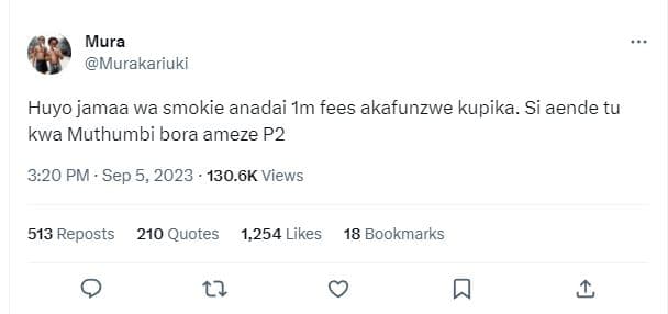 Mura murakariuki huyo jamaa wa smokie anadai 1m fees akafunzwe kupika. si aende