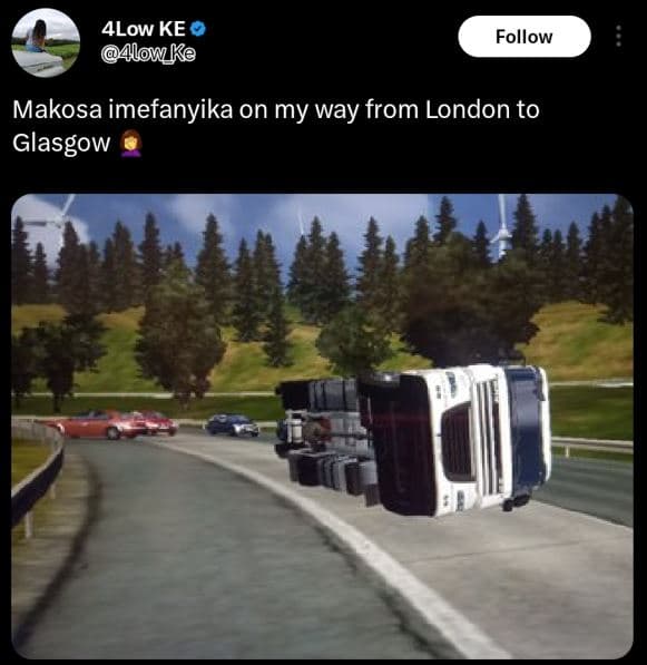 4low ke alowke follow makosa imefanyika on my way from london to glasgow