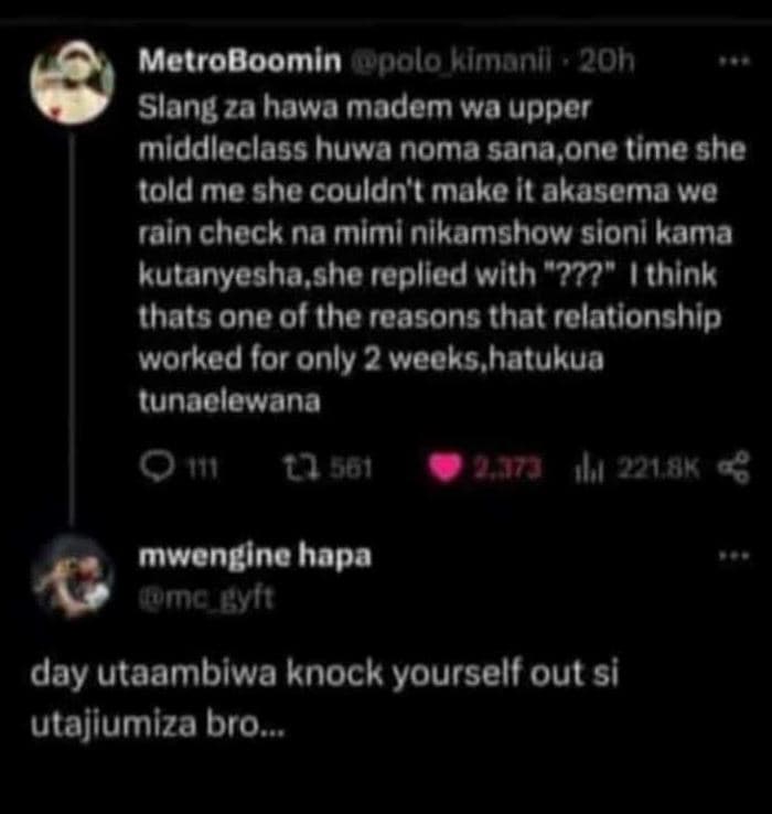 Metroboomin opolo mmnonu qoh slang za hawa madem wa upper mlddleclass huwa noma