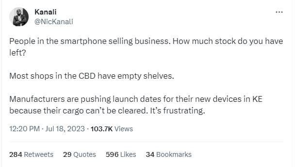 Kanali nickanali people in the smartphone selling business how much stock do you