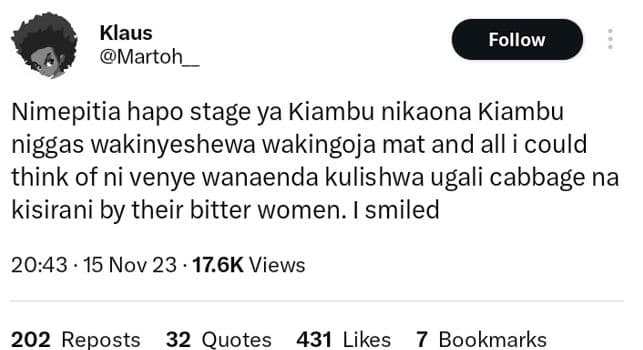 Klaus martoh follow nimepitia hapo stage ya kiambu nikaona kiambu niggas wakinye