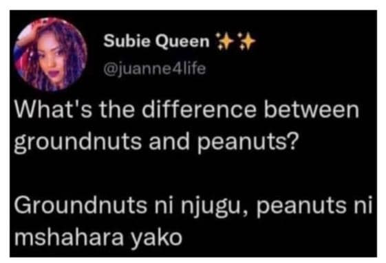 Subie queen juannealife what's the difference between groundnuts and peanuts? gr