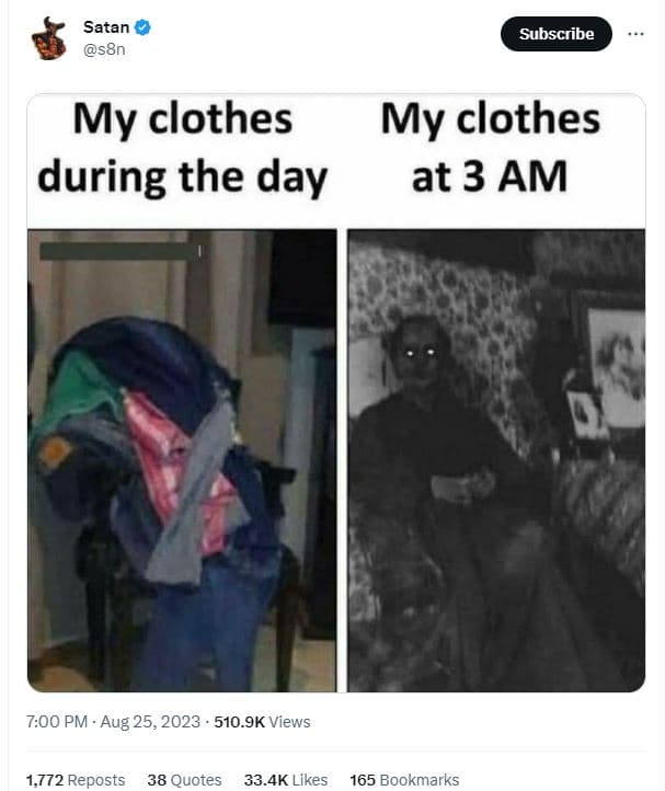 Satan s8n subscribe my clothes my clothes during the day at 3 am 700 pm aug 25,