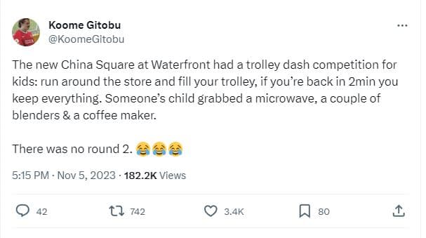 Koome gitobu koomegitobu the new china square at waterfront had a trolley dash c