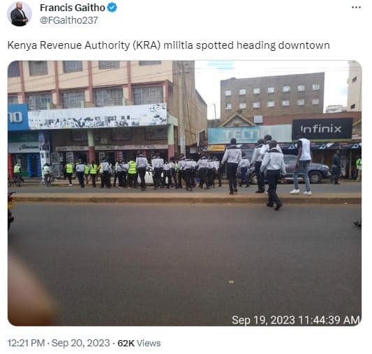 Francis gaitho fgaitho237 kenya revenue authority kra militia spotted heading do