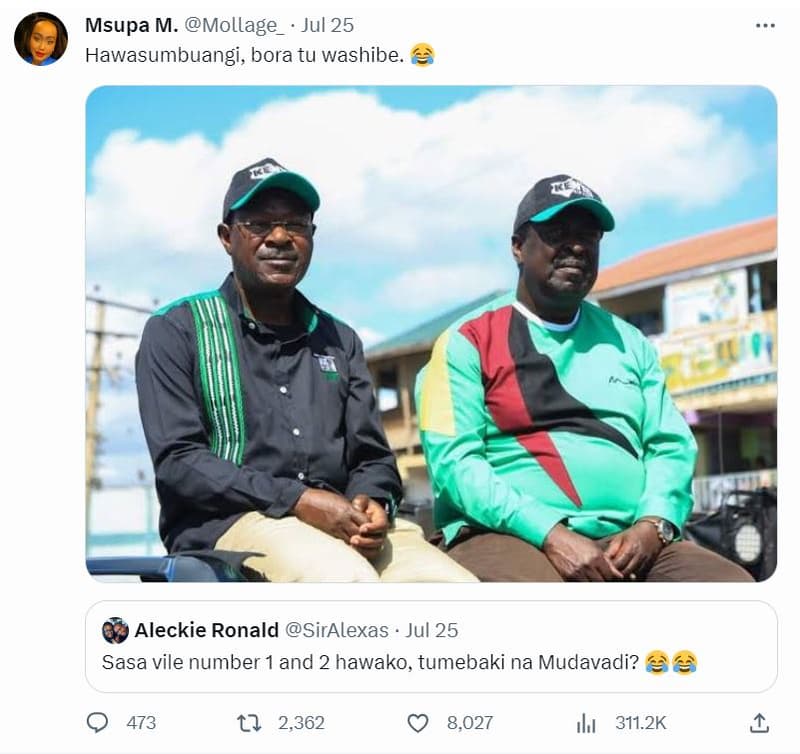 Msupa m. mollage jul 25 hawasumbuangi, bora tu washibe. aleckie ronald siralexas