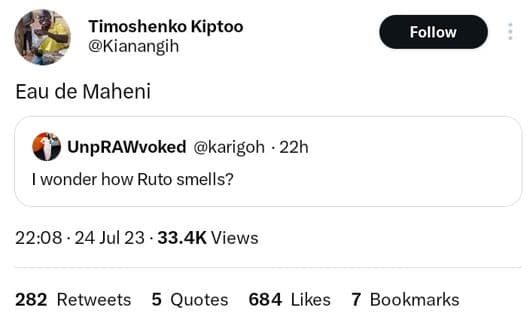 Timoshenko kiptoo kianangih follow eau de maheni unprawvoked karigoh 22h wonder