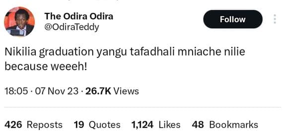 The odira odira odirateddy follow nikilia graduation yangu tafadhali mniache nil