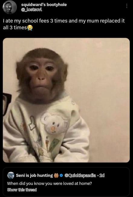 Squidward's bootyhole loscsovl ate my school fees 3 times and my mum replaced it