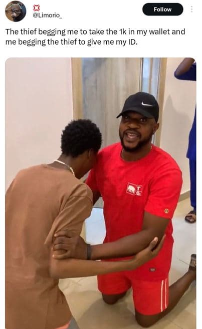 Follow limorio the thief begging me to take the 1k in my wallet and me begging t