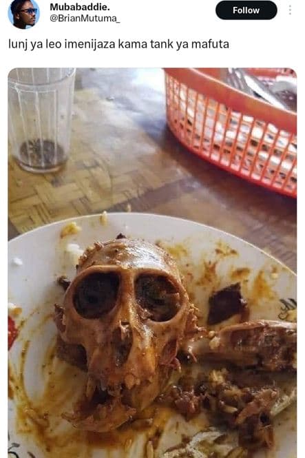 Mubabaddie brianmutuma follow lunj ya leo imenijaza kama tank ya mafuta