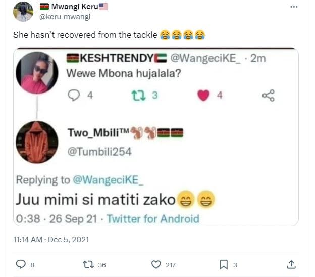 Mwangi keru keru_mwangi she hasn't recovered from the tackle e66 keshtrendy wang