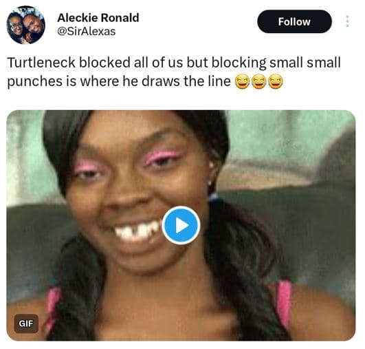 Aleckie ronald siralexas follow turtleneck blocked all of us but blocking small