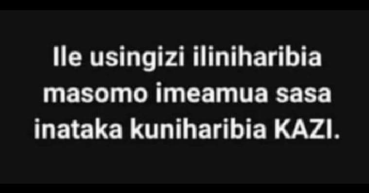 Ile usingizi iliniharibia masomo imeamua sasa inataka kuniharibia kazi