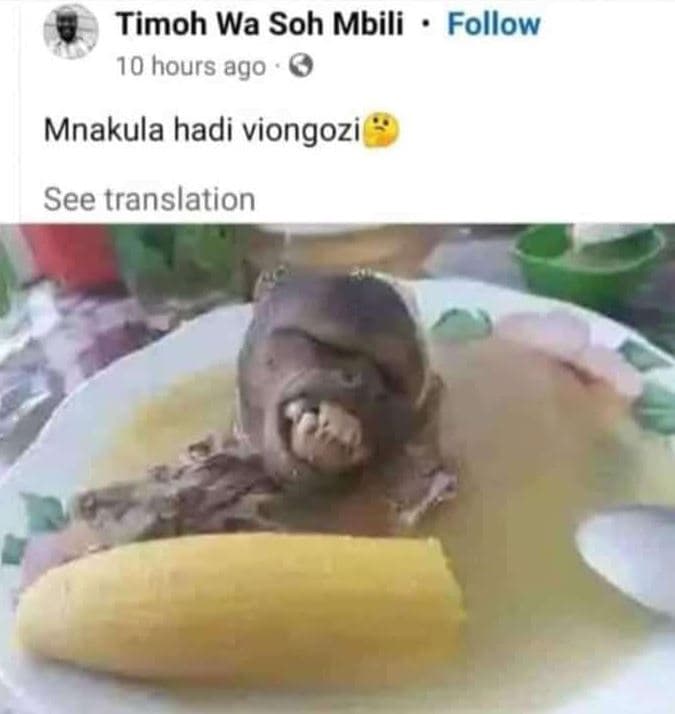 Timoh wa soh mbili follow 10 hours ago mnakula hadi viongozi see translation