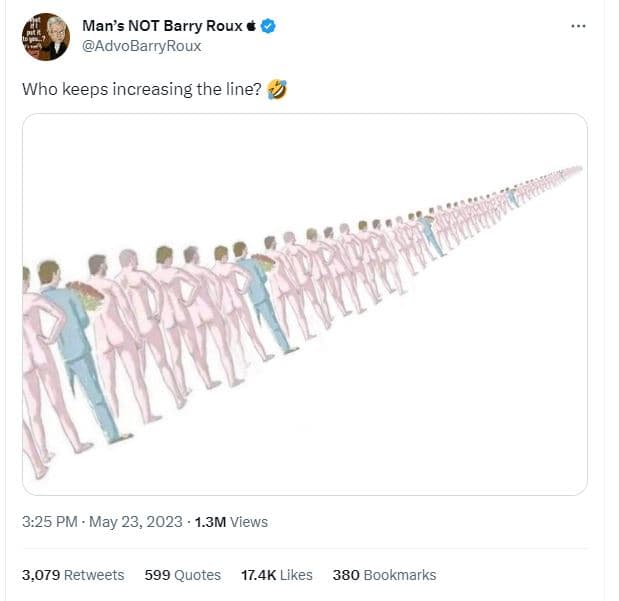 Man's not barry roux advobarryroux who keeps increasing the line? 3.25 pm may 23