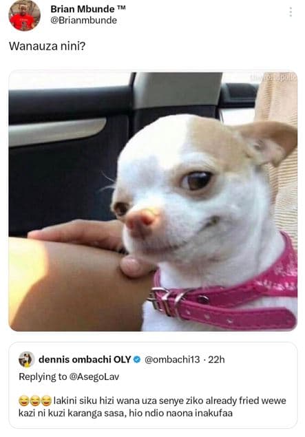 Brian mbunde brianmbunde wanauza nini? dennis ombachi oly ombachi13 22h replying