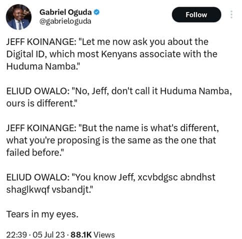 Gabriel oguda gabrieloguda follow jeff koinange let me now ask you about the dig