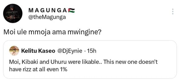 Magunga themagunga moi ule mmoja ama mwingine? kelitu kaseo djeynie 15h moi, kib