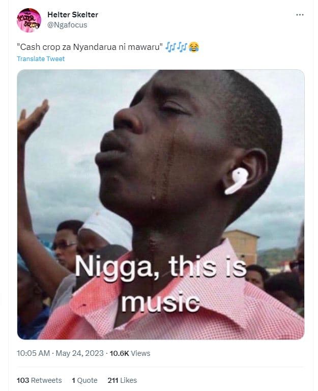 Helter skelter ngafocus cash crop za nyandarua ni mawaru 'jjjjy translate tweet
