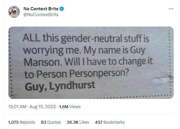 No context brits nocontextbrits all this genderneutral stuff is worrying me. my