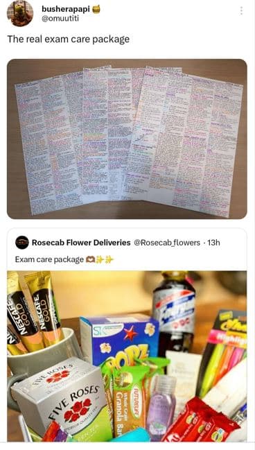 Busherapapi omuutiti the real exam care package rosecab flower deliveries roseca