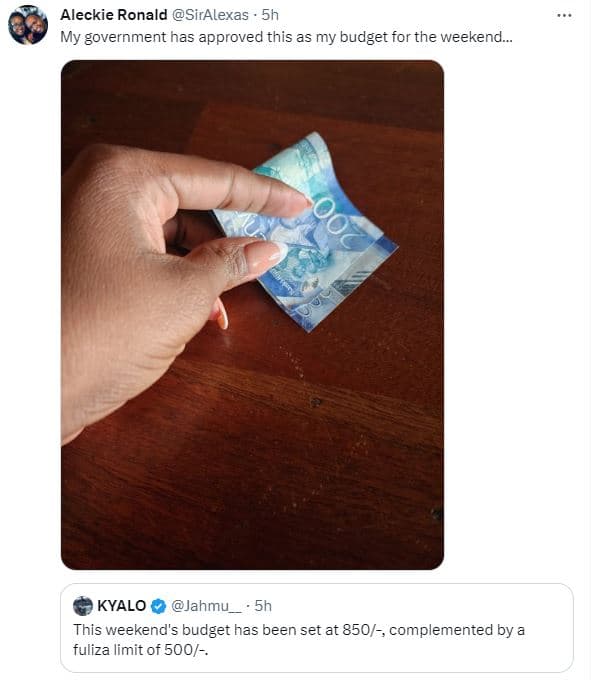 Aleckie ronald siralexas my government has approved this as my budget for the we