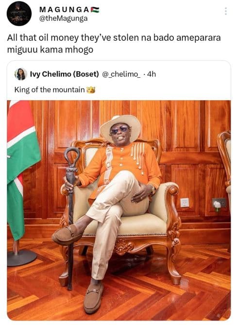 Magungae themagunga all that oil money they've stolen na bado ameparara miguuu k