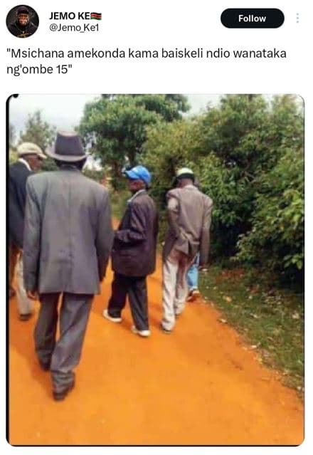 Jemo kes jemo kel follow 'msichana amekonda kama baiskeli ndio wanataka ng'ombe