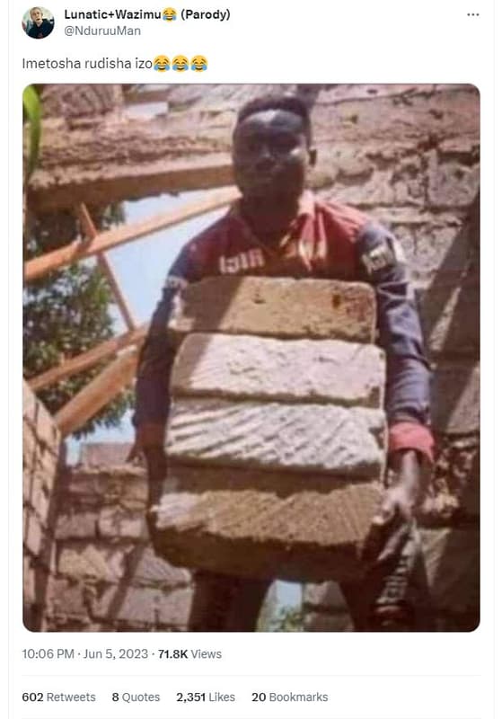 Lunaticwazimu parody nduruuman imetosha rudisha izo s6 10.06 pm jun 5, 71.8k vie