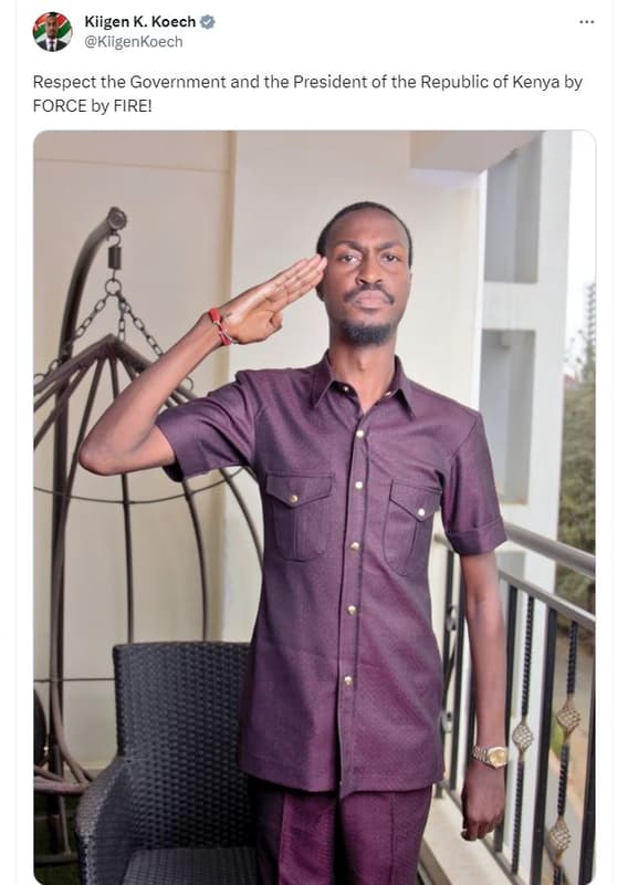 Kiigen k. koech kiigenkoech respect the government and the president of the repu