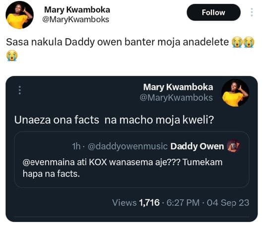 Mary kwamboka marykwamboks follow sasa nakula daddy owen banter moja anadelete u
