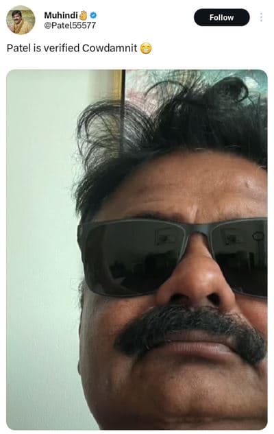 Muhindi patel55577 follow patel is verified cowdamnit