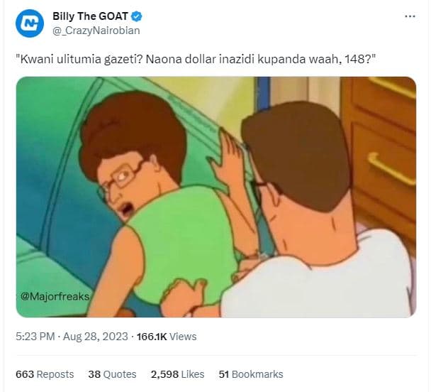 Billy the goat crazynairobian kwani ulitumia gazeti? naona dollar inazidi kupand